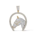 Diamond Horse Head Pendant 0.90 ct. 10K Yellow Gold