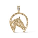 Diamond Horse Head Pendant 0.90 ct. 10K Yellow Gold