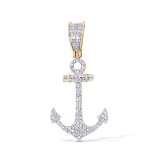 Diamond anchor Pendant 0.35 ct.  10K Yellow Gold