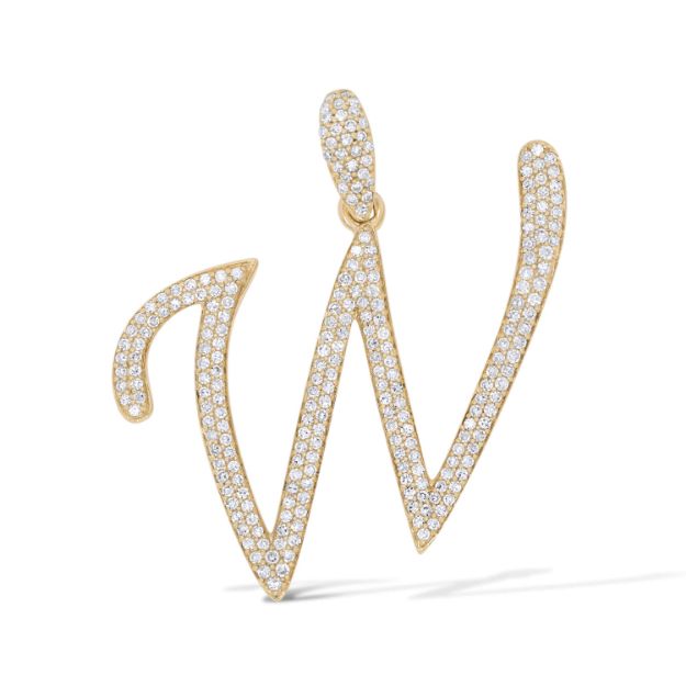 Diamond Letter W Pendant 0.50 ct. 14K Yellow Gold