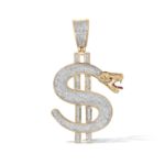 Diamond Snake Head Dollar Sign Pendant 0.50 ct. 10K Yellow Gold