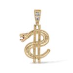 Diamond Snake Head Dollar Sign Pendant 0.50 ct. 10K Yellow Gold