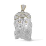 Diamond Jesus Pendant  12.00 ct. 10k White Gold