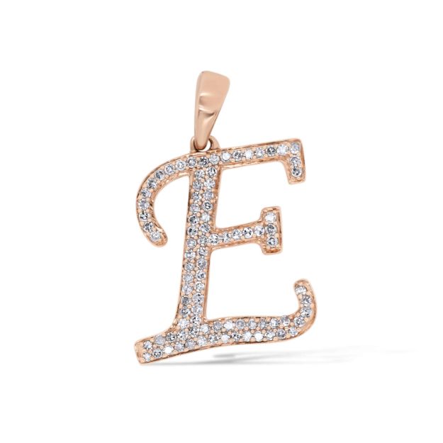 Diamond Letter E Pendant 0.27 ct. 14K Rose Gold