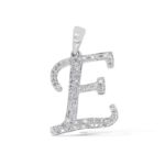 Diamond Letter E Pendant 0.27 ct. 14K White Gold