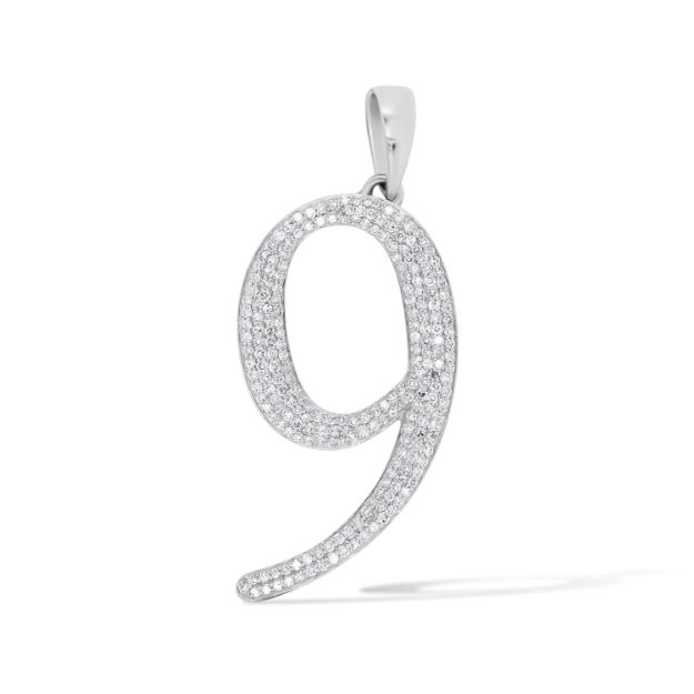 Diamond Number 9 Pendant 0.50 ct. 14K White Gold