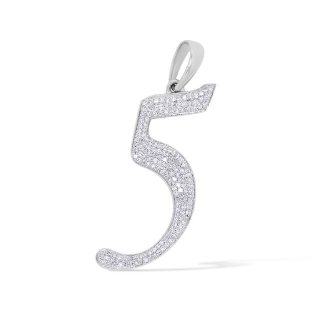 Diamond Number 5 Pendant 0.35 ct. 14K White Gold