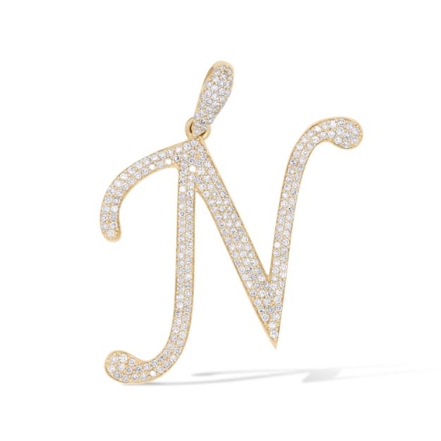 Diamond Letter N Pendant 0.46 ct. 14K Yellow Gold