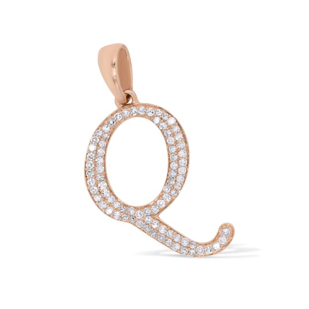 Diamond Letter Q Pendant 0.23 ct. 14K Rose Gold