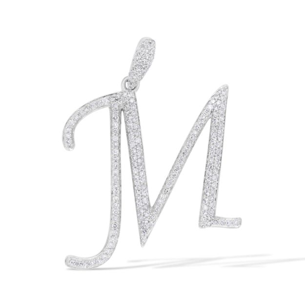 Diamond Letter M Pendant 0.43 ct. 14K White Gold