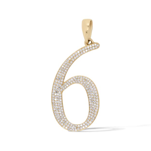 Diamond Numeric 6 Pendant 0.56 ct. 10K Yellow Gold