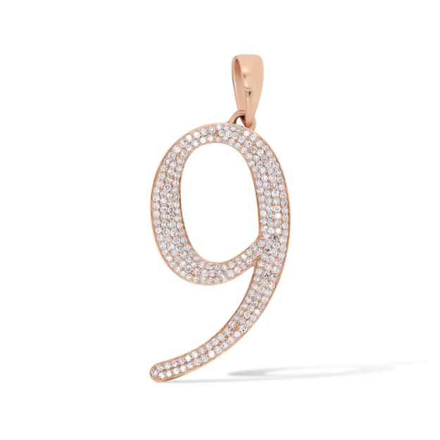 Diamond Numeric 9 Pendant 0.50 ct. 14K Rose Gold