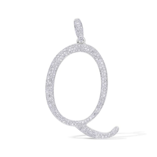 Diamond Letter Q Pendant 0.50 ct. 14K White Gold