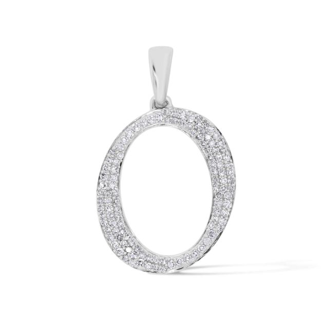 Diamond Letter O Pendant 0.25 ct. 10K White Gold