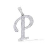 Diamond Letter P Pendant 0.25 ct. 10K White Gold