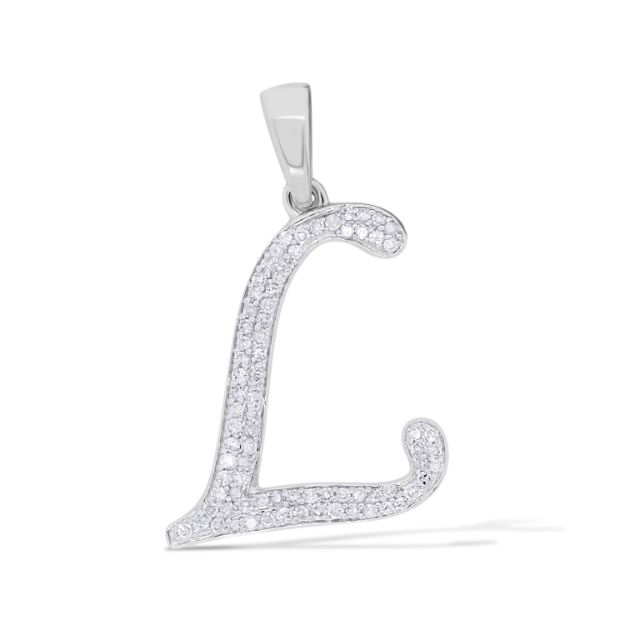 Diamond Letter L Pendant 0.17 ct. 10K White Gold