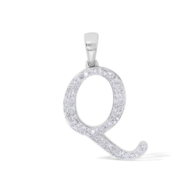 Diamond Letter Q Pendant 0.23 ct. 10K White Gold