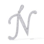 Diamond Letter N Pendant 0.50 ct. 14K White Gold