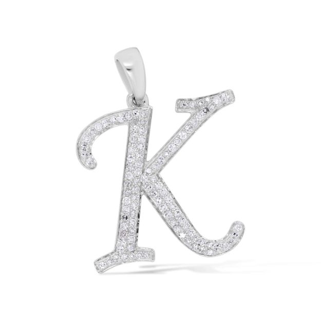 Diamond Letter K Pendant 0.25 ct. 14K White Gold