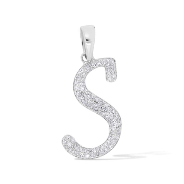 Diamond Letter S Pendant 0.20 ct. 14K White Gold