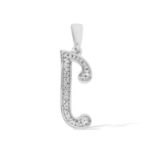 Diamond Letter J Pendant 0.18 ct. 10K White Gold