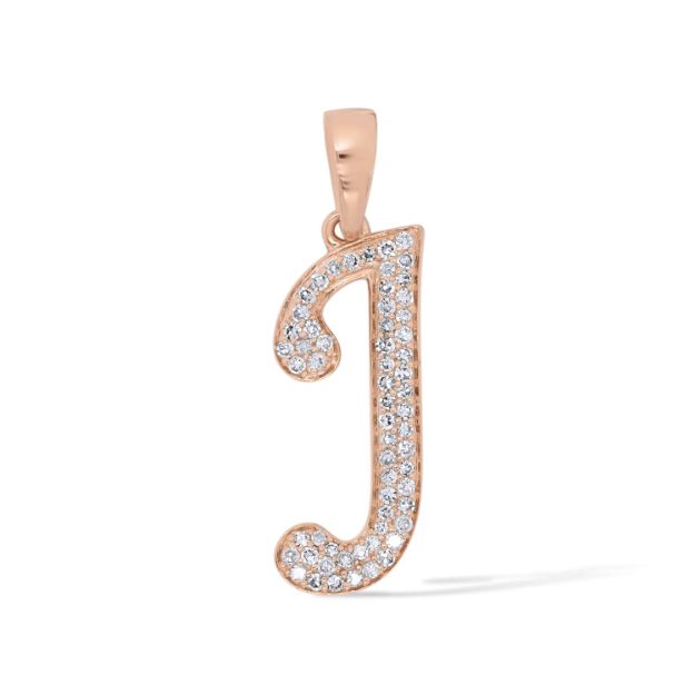 Diamond Letter J Pendant 0.18 ct. 14K Rose Gold