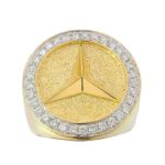 Diamond Mercedes Benz Emblem Ring 1.00 ct. 10K Yellow Gold  17.5g