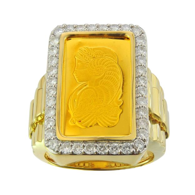 Diamond Ring 1.16 ct. 10K Yellow Gold 17.28g 5g Suisse