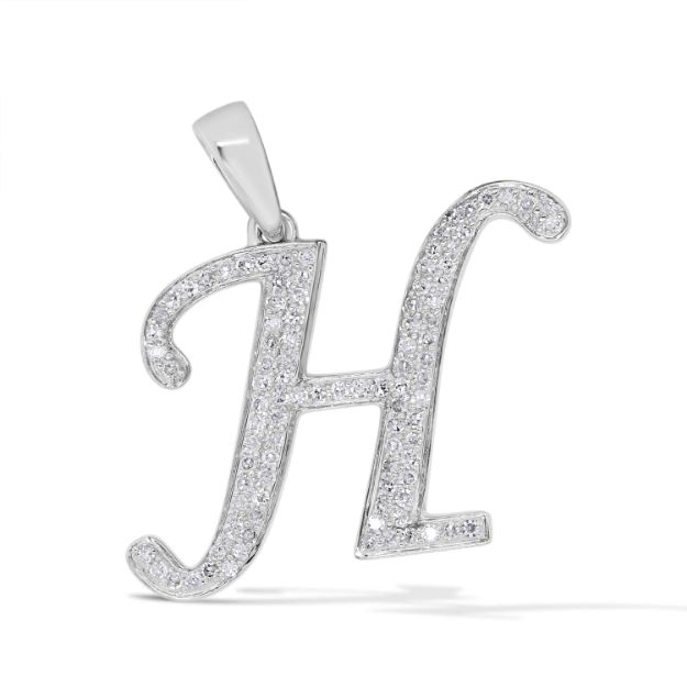 Diamond Letter H Pendant 0.25 ct. 10K White Gold