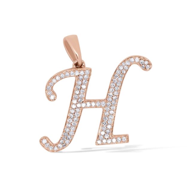 Diamond Letter H Pendant 0.25 ct. 14K Rose Gold