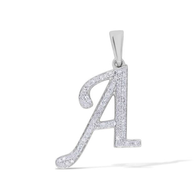 Diamond Letter A Pendant 0.21 ct. 10K White Gold