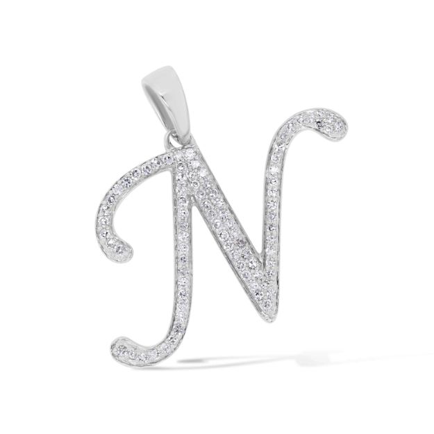 Diamond Letter N Pendant 0.22 ct. 14K White Gold