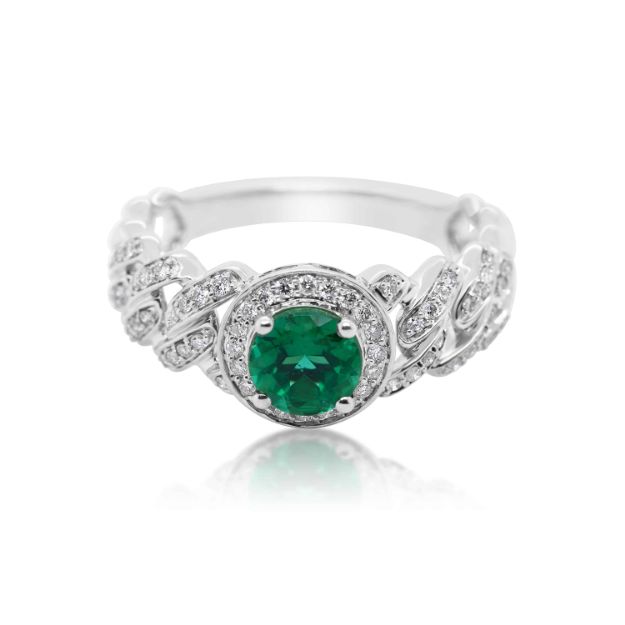 Diamond Ring 0.26 ct. 14K White Gold Green Center Stone