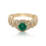 Diamond Ring 0.26 ct. 14K Yellow Gold Round Green Center Stone