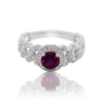 Diamond Ring 0.26 ct. 14K White Gold Round Red Center Stone