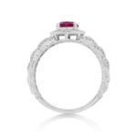 Diamond Ring 0.26 ct. 14K White Gold Round Red Center Stone