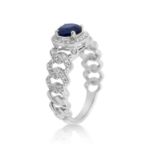 Diamond Ring 0.26 ct. 14K White Gold Round Blue Center Stone