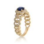 Diamond Ring 0.26 ct. 14K Yellow Gold Round Blue Center Stone