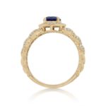 Diamond Ring 0.26 ct. 14K Yellow Gold Round Blue Center Stone