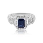 Diamond Ring 0.55 ct. 14K White Gold Blue Center Stone