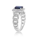 Diamond Ring 0.55 ct. 14K White Gold Blue Center Stone