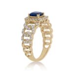 Diamond Ring 0.55 ct. 14K Yellow Gold Blue Center Stone