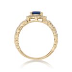 Diamond Ring 0.55 ct. 14K Yellow Gold Blue Center Stone