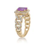 Diamond Ring 0.55 ct. 14K Yellow Gold Pink Center Stone