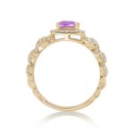 Diamond Ring 0.55 ct. 14K Yellow Gold Pink Center Stone