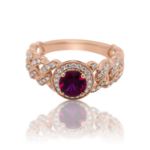 Diamond Ring 0.26 ct. 14K Rose Gold Round Red Center Stone