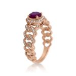 Diamond Ring 0.26 ct. 14K Rose Gold Round Red Center Stone