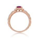 Diamond Ring 0.26 ct. 14K Rose Gold Round Red Center Stone