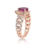 Diamond Ring 0.55 ct. 14K Rose Gold Red Center Stone