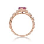 Diamond Ring 0.55 ct. 14K Rose Gold Red Center Stone